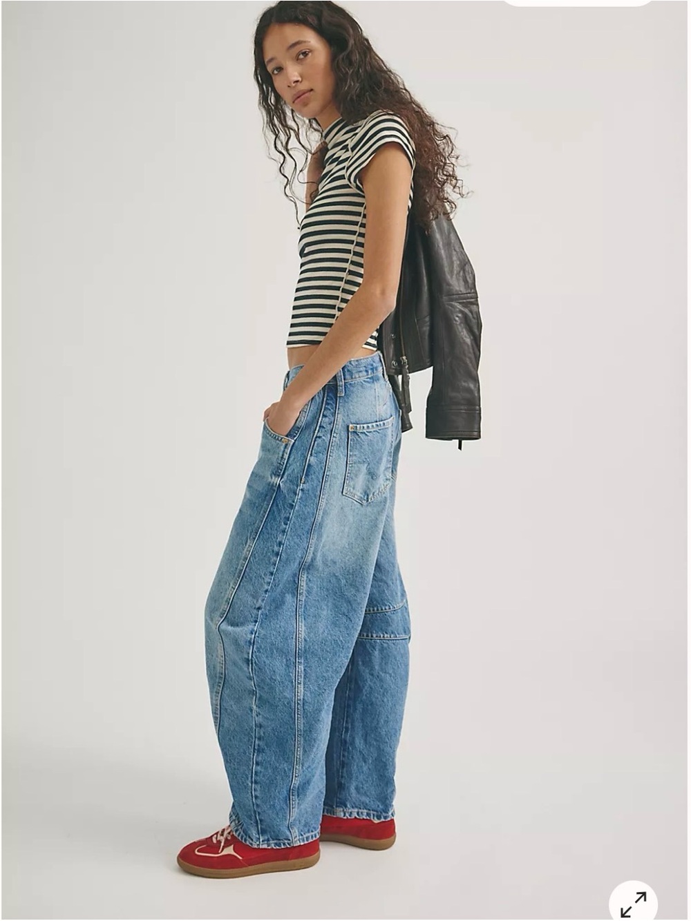 We The Free Good Luck Mid-Rise Barrel Jeans  - ultra light beam